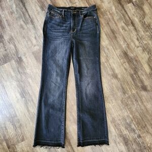 Judy Blue Women's Black Jeans Slim Boot Cut Raw Hem High Rise  Size 13 / 31